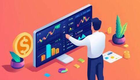 A imagem mostra uma pessoa apontando para uma tela de computador com um sistema e vários gráficos